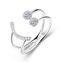 Sterling Silver Duo Disco Ball Adjustbale Ring