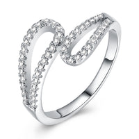 Sterling Silver Swarovski Duo Curved Adjustable Ring