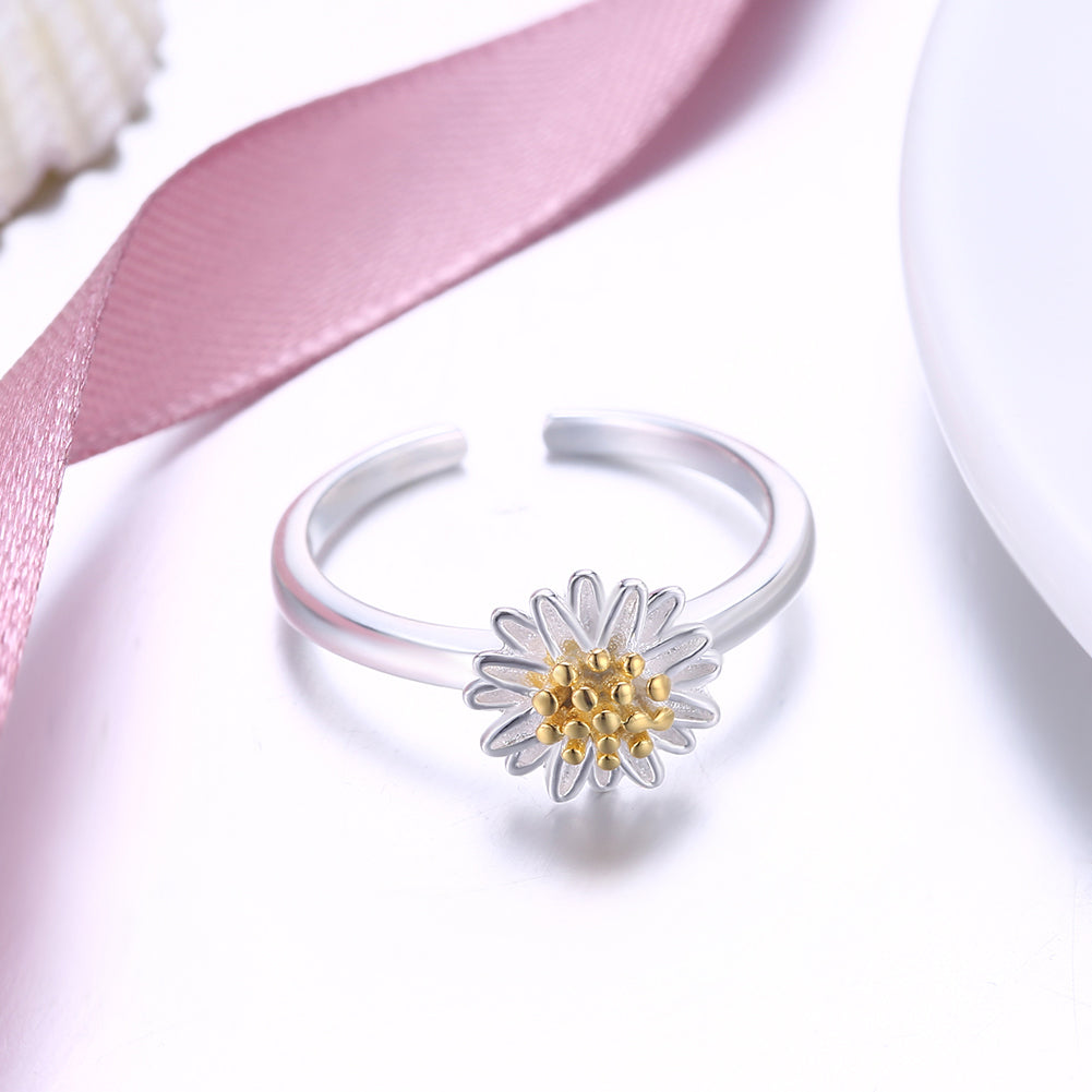 Sterling Silver Simple Floral Petal Adjustable Ring