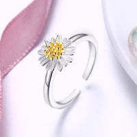 Sterling Silver Simple Floral Petal Adjustable Ring