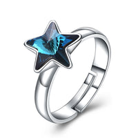 Sterling Silver Adjustable Blue Star Swarovski Ring