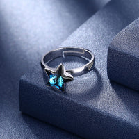 Sterling Silver Adjustable Blue Star Swarovski Ring