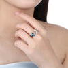 Sterling Silver Blue Swarovski & Moon Adjustable Ring
