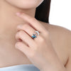 Sterling Silver Blue Austrian & Moon Adjustable Ring