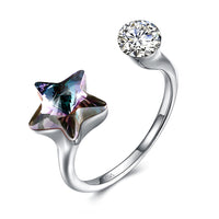 Black Sapphire Star Shaped Adjustable White Gold Ring, , Golden NYC Jewelry, Golden NYC Jewelry jewelryjewelry deals, swarovski crystal jewelry, groupon jewelry,, jewelry for mom, 