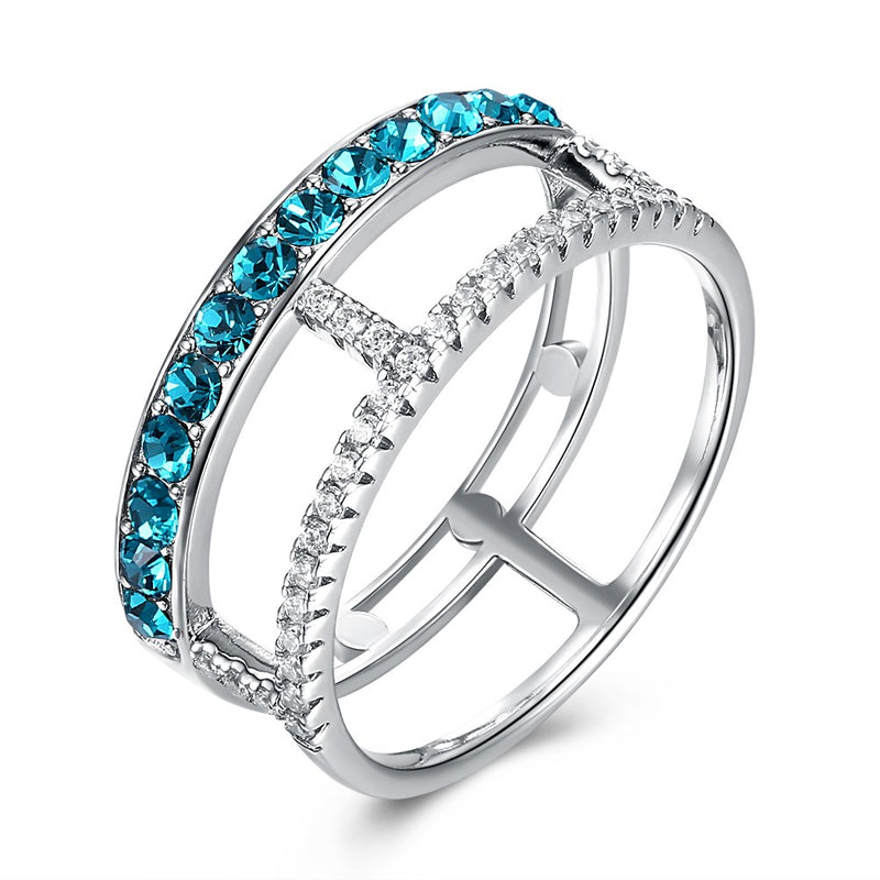 Sterling Silver Cage Ring Made with Austrian Crystals - 2 Options Available