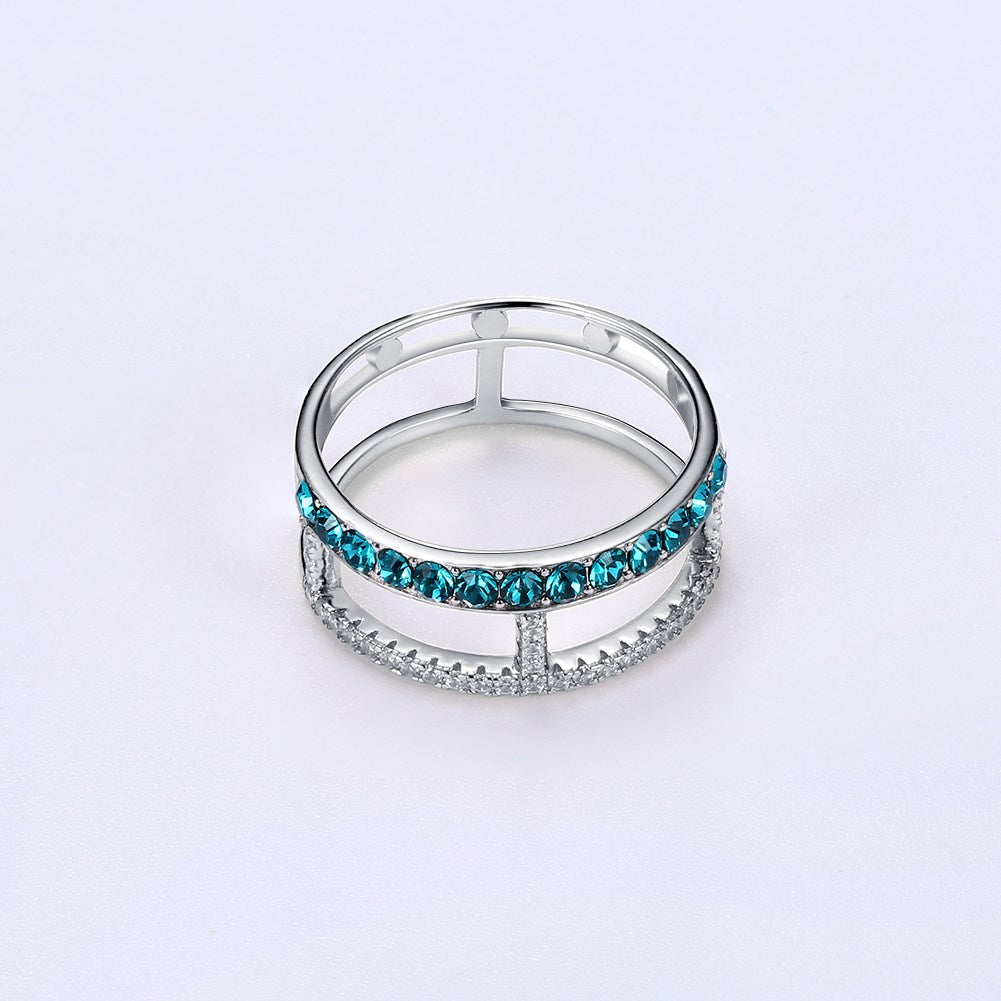 Sterling Silver Cage Ring Made with Swarovski Crystals - 2 Options Available