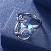 Sterling Silver Blue Swarovski Crystal Cat Ring