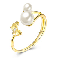 Sterling Silver Adjustable Duo Pearls Ring