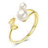 Sterling Silver Adjustable Duo Pearls Ring