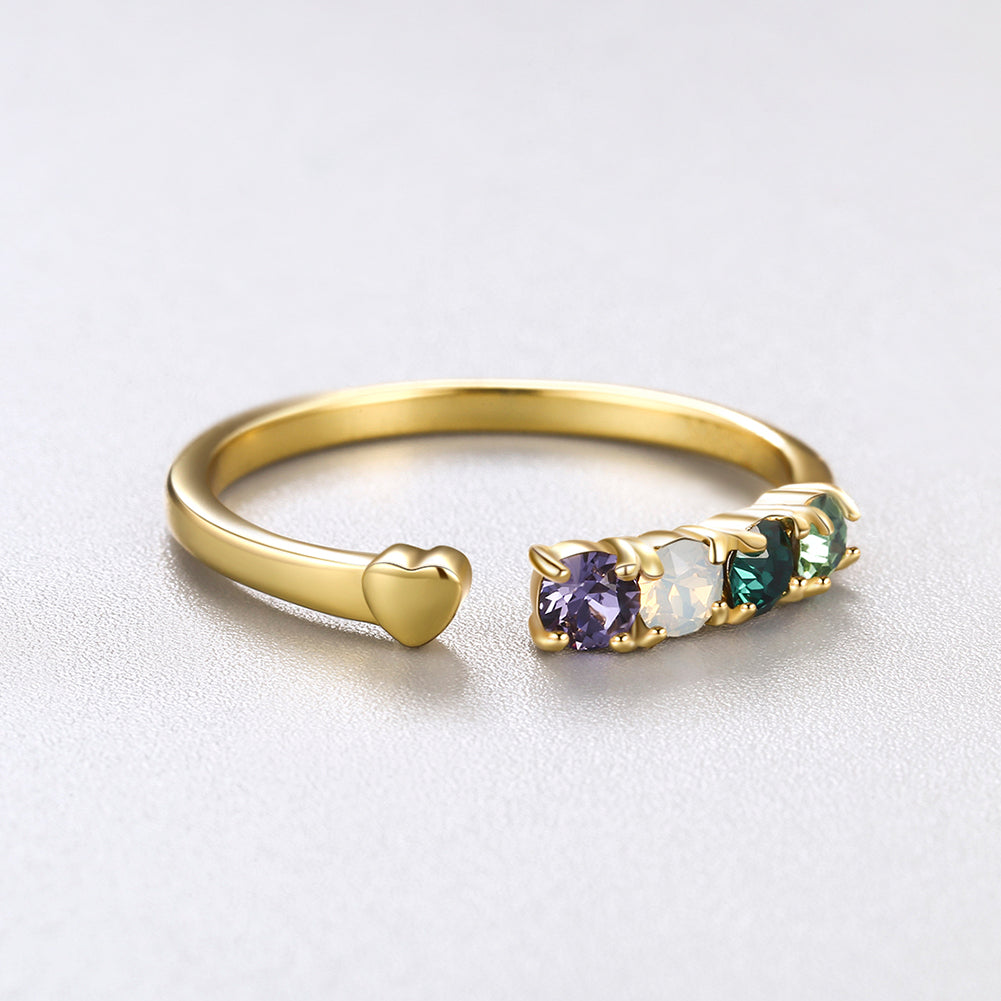 Sterling Silver Multi Gem Adjustable Gold Ring
