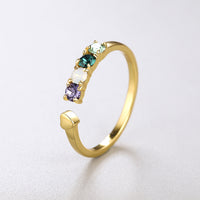 Sterling Silver Multi Gem Adjustable Gold Ring