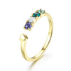 Sterling Silver Multi Gem Adjustable Gold Ring