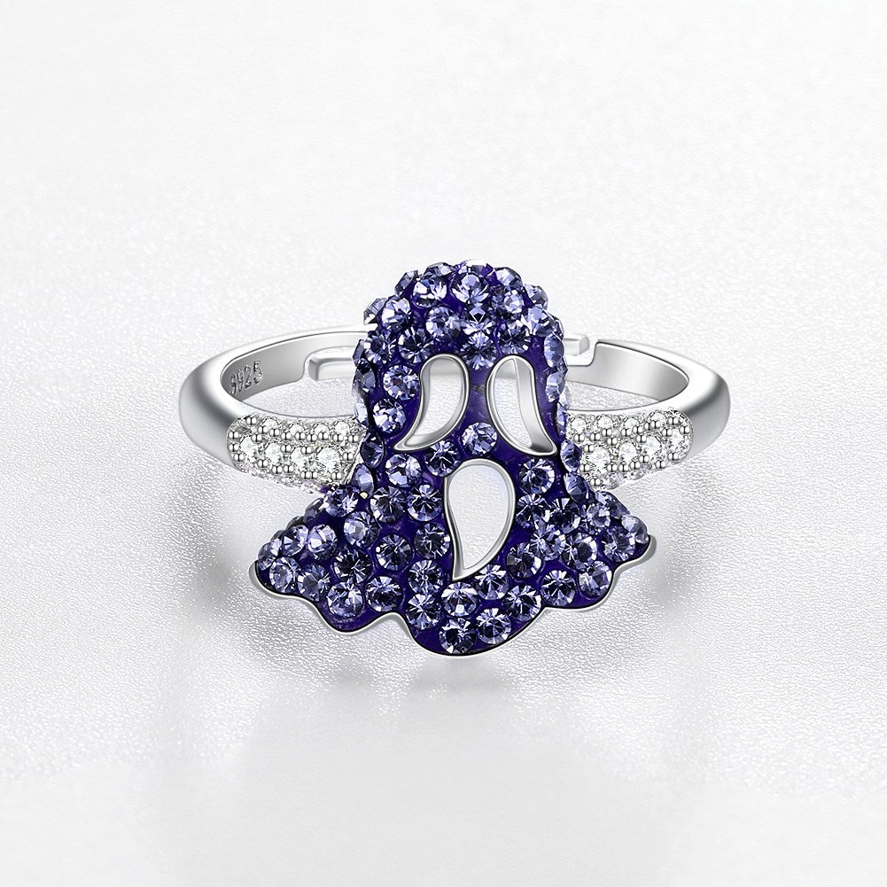 Sterling Silver Purple Swarovski Mushroom Ring