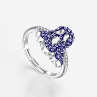 Sterling Silver Purple Swarovski Mushroom Ring