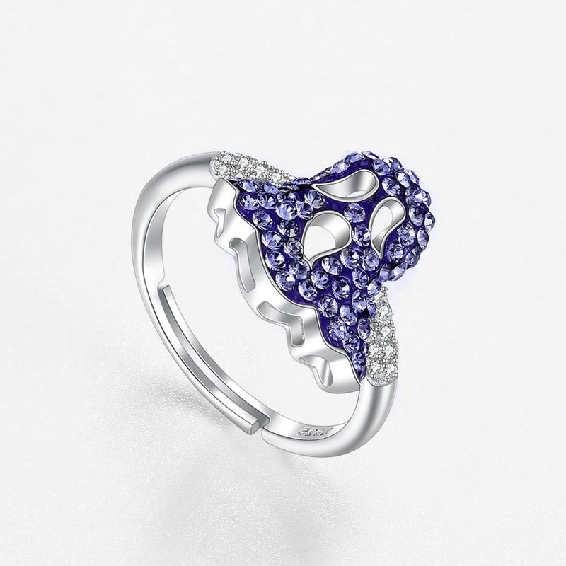 Sterling Silver Purple Swarovski Mushroom Ring