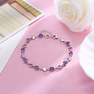 15.00 CT Amethyst Heart Sterling Silver Bracelet, Bracelet, Golden NYC Jewelry, Golden NYC Jewelry  jewelryjewelry deals, swarovski crystal jewelry, groupon jewelry,, jewelry for mom,