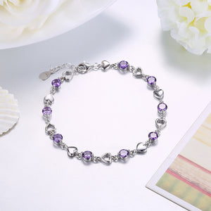 15.00 CT Amethyst Heart Sterling Silver Bracelet, Bracelet, Golden NYC Jewelry, Golden NYC Jewelry  jewelryjewelry deals, swarovski crystal jewelry, groupon jewelry,, jewelry for mom,