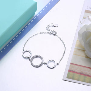 Tirple Circle Pave Sterling Silver Bracelet