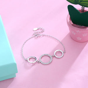 Tirple Circle Pave Sterling Silver Bracelet