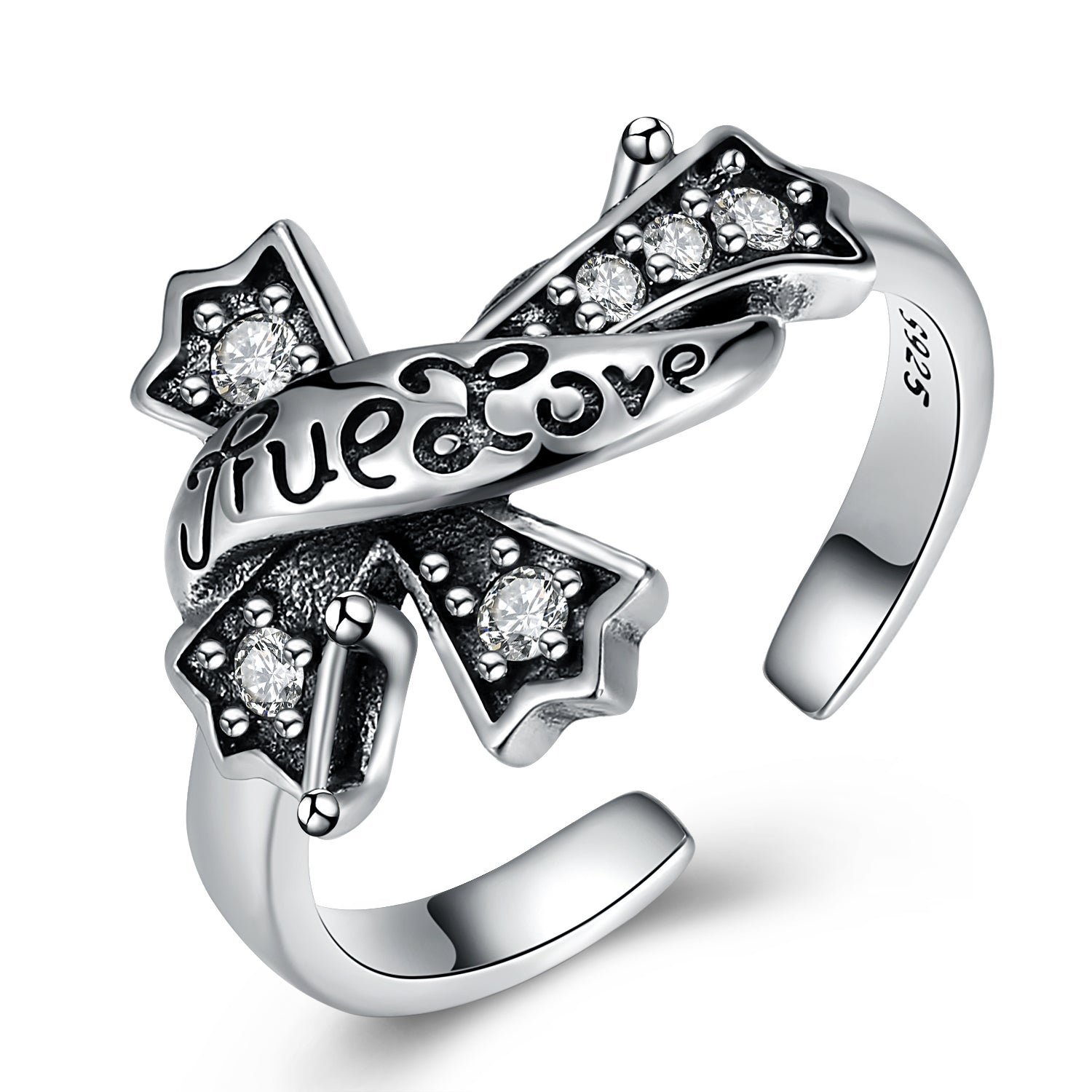 Sterling Silver Pave Twisted Design Ring