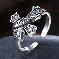Sterling Silver Pave Twisted Design Ring