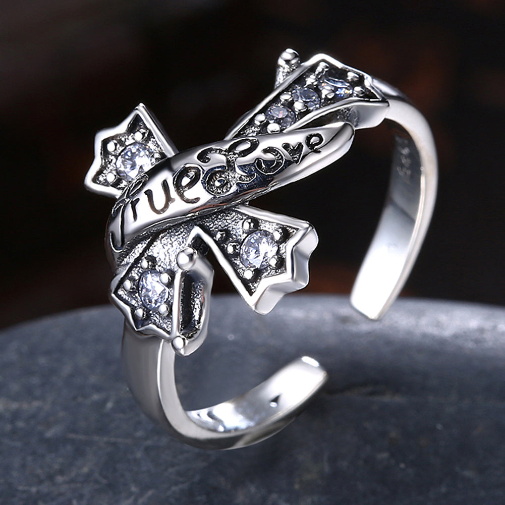Sterling Silver Pave Twisted Design Ring