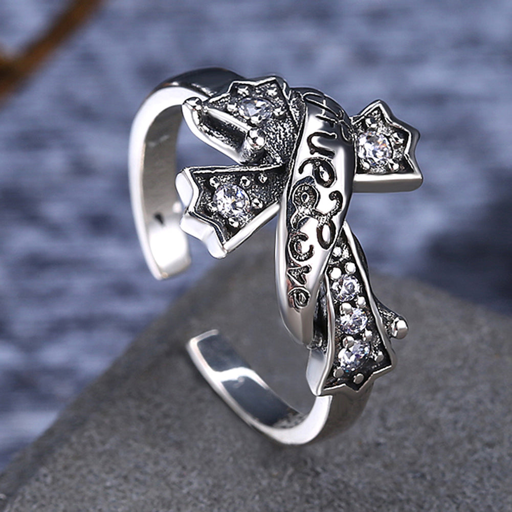Sterling Silver Pave Twisted Design Ring