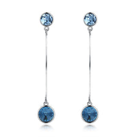 Sterling Silver Dangling Blue Swarovski Earrings
