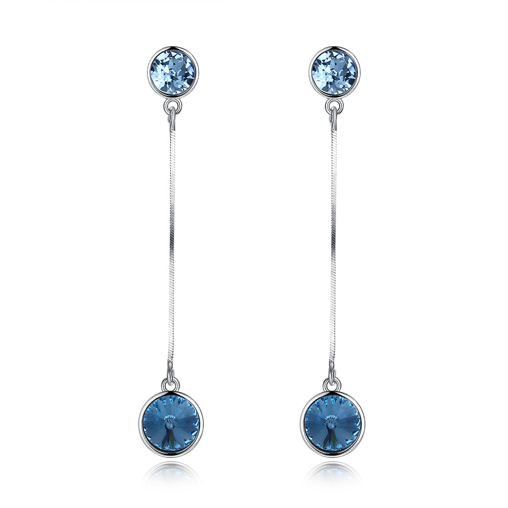 Sterling Silver Dangling Blue Swarovski Earrings
