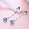 Sterling Silver Dangling Blue Swarovski Earrings