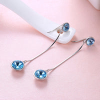 Sterling Silver Dangling Blue Swarovski Earrings