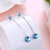 Sterling Silver Dangling Blue Swarovski Earrings