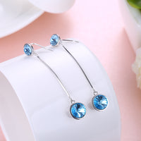 Sterling Silver Dangling Blue Swarovski Earrings