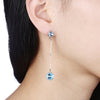 Sterling Silver Dangling Blue Austrian Earrings