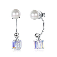 Sterling Silver Freshwater Pearl Aurora Borealis Stud Earrings