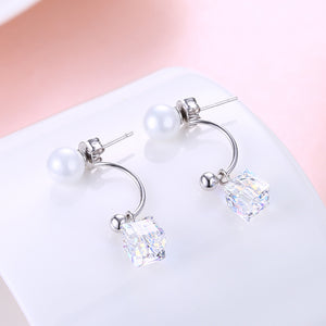 Sterling Silver Freshwater Pearl Aurora Borealis Stud Earrings