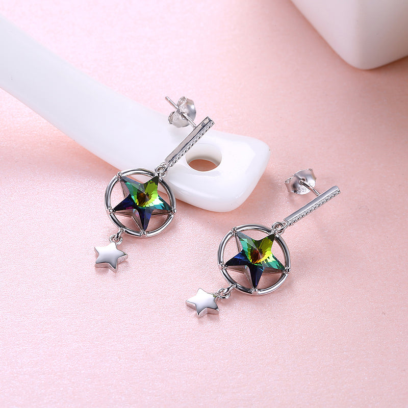 Sterling Silver Swarovski Star Shaped Stud Earrings