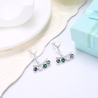Sterling Silver Multi Stone Clip On Earrings - Silver