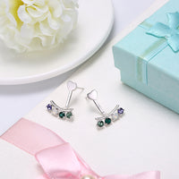 Sterling Silver Multi Stone Clip On Earrings - Silver