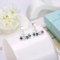 Sterling Silver Multi Stone Clip On Earrings - Silver