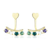 Sterling Silver Multi Stone Clip On Earrings - Gold