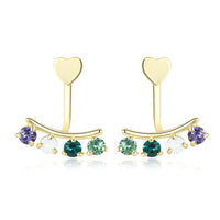 Sterling Silver Multi Stone Clip On Earrings - Gold