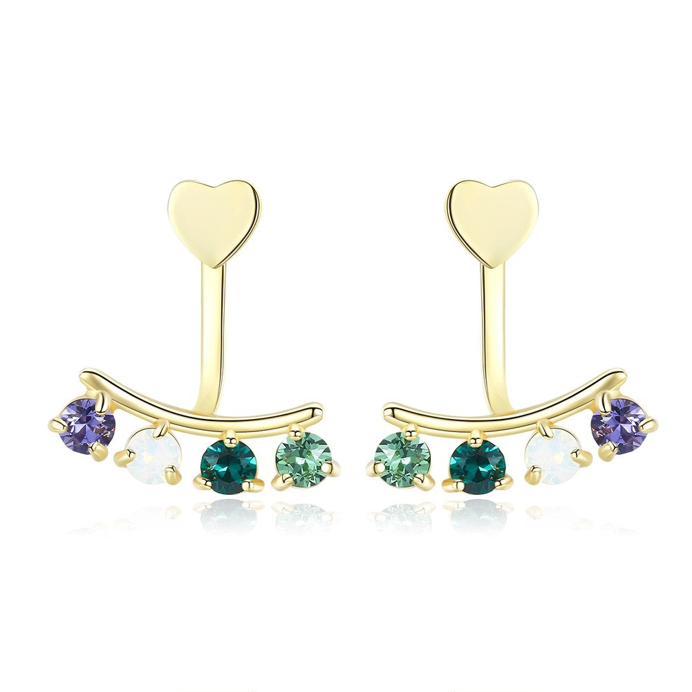 Sterling Silver Multi Stone Clip On Earrings - Gold