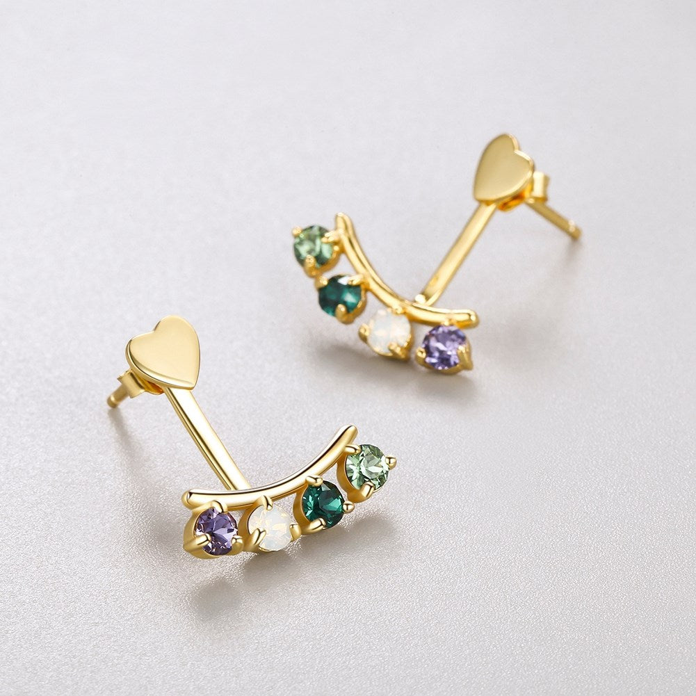 Sterling Silver Multi Stone Clip On Earrings - Gold