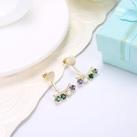 Sterling Silver Multi Stone Clip On Earrings - Gold