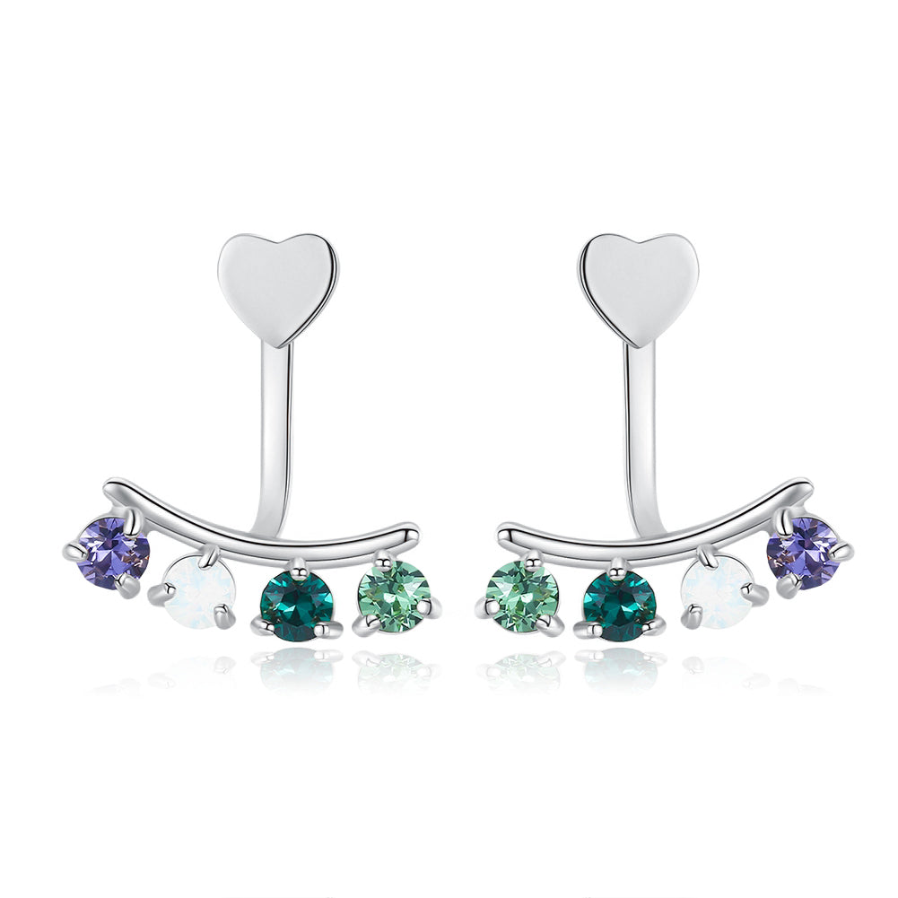 Sterling Silver Multi Stone Clip On Earrings - Silver