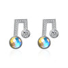 Sterling Silver Musical Noted Swarovski Studs- Silver