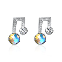 Sterling Silver Musical Noted Swarovski Studs- Silver