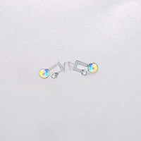 Sterling Silver Musical Noted Swarovski Studs- Silver